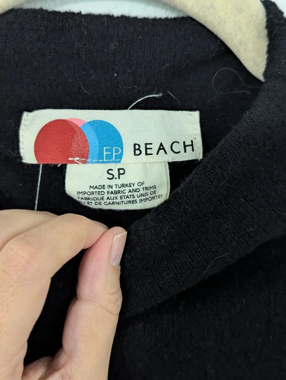 Free People FP Beach Mock Neck Oversized Sweater Tunic Knit Black Small S